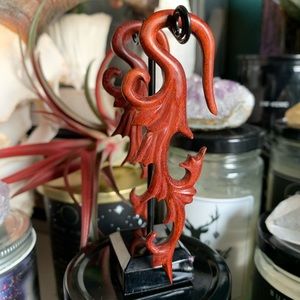 Esoteric Body 4g hand carved bloodwood “Florid” hanging earrings